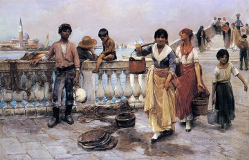  Duveneck Oil Painting - Water Carriers Venice portrait Frank Duveneck